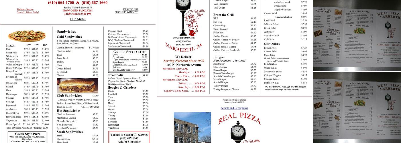 Real Pizza Narberth Menu