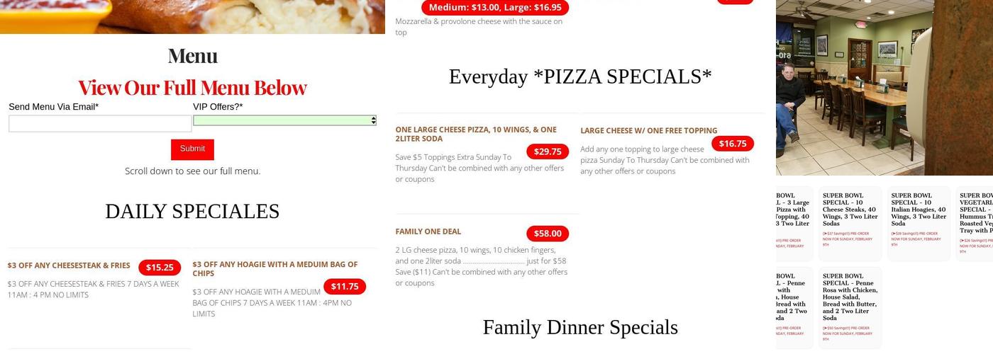 Boston Style Pizza Menu