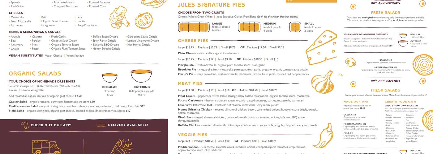 Jules Thin Crust Menu