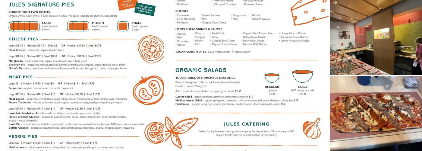 Jules Thin Crust Menu