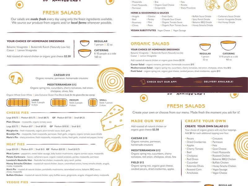 Jules Thin Crust Menu