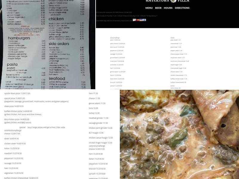 Havertown Pizza Menu