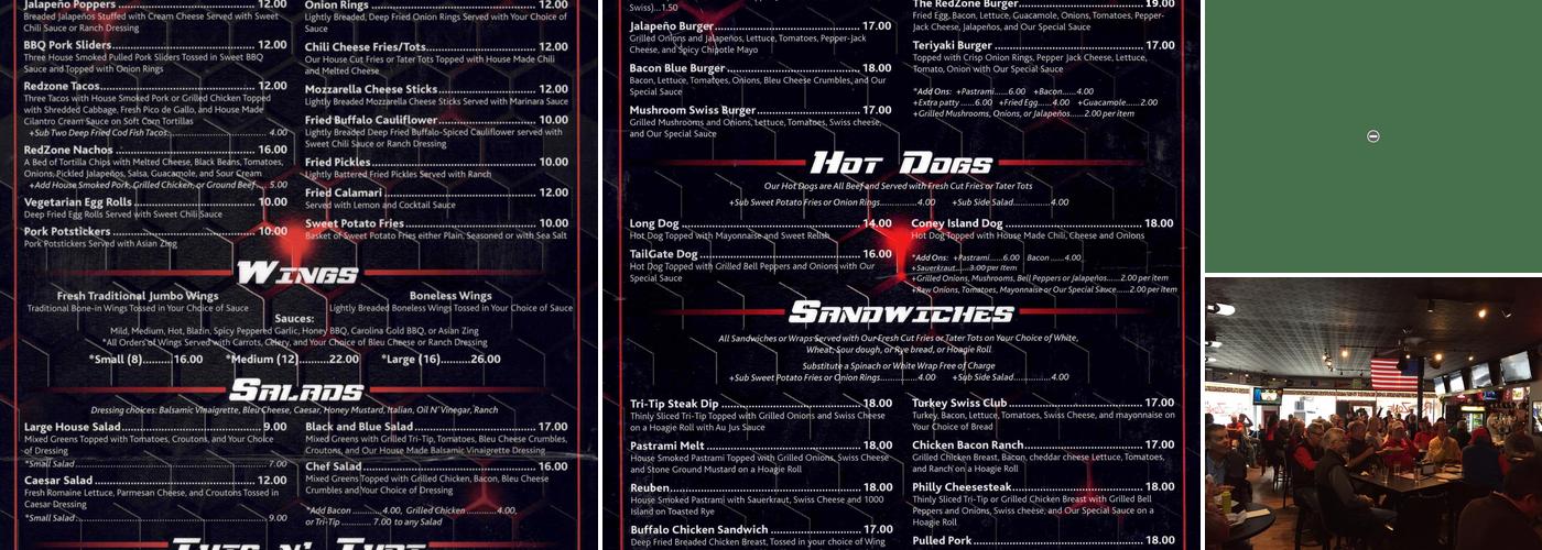 RedZone Sports Bar N' Grill Menu