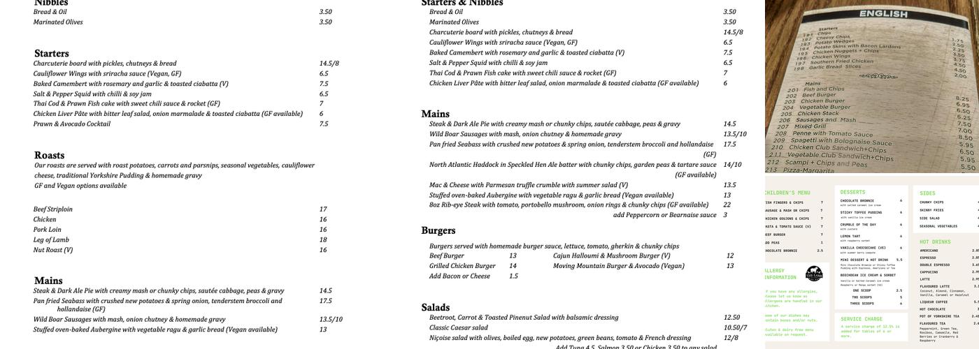The Lamb Chalgrove Menu