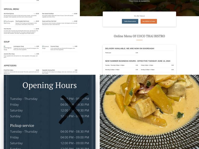 Coco Thai Bistro Menu