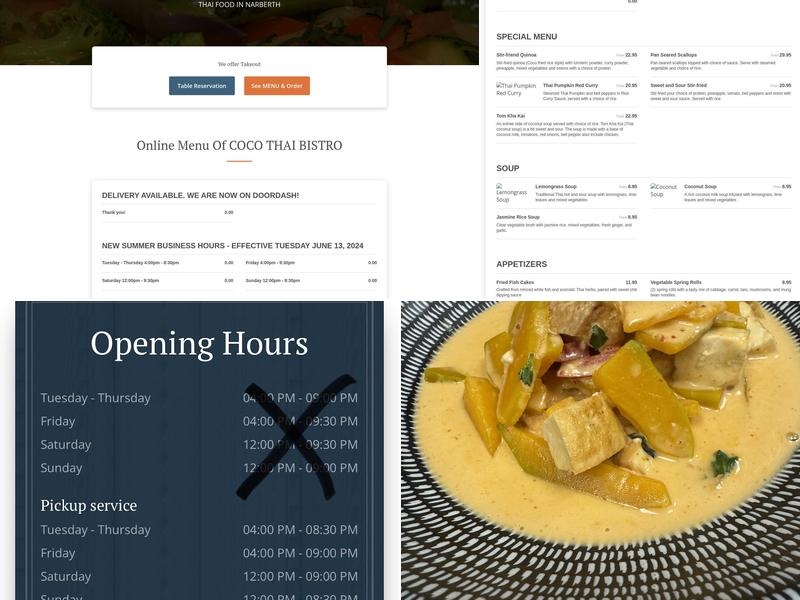 Coco Thai Bistro Menu