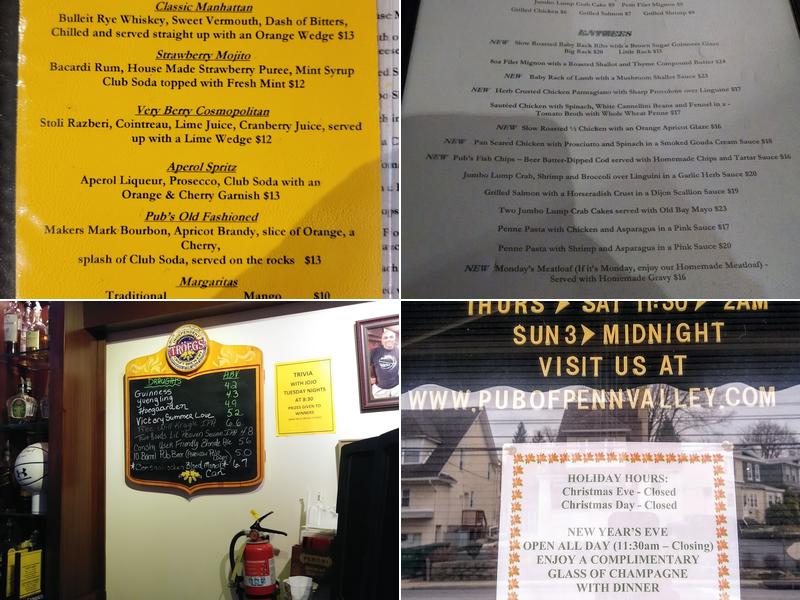 Pub of Penn Valley Menu