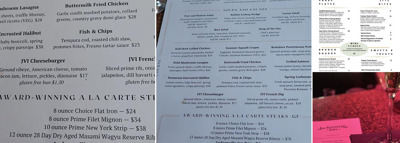 Jacksonville Inn Menu