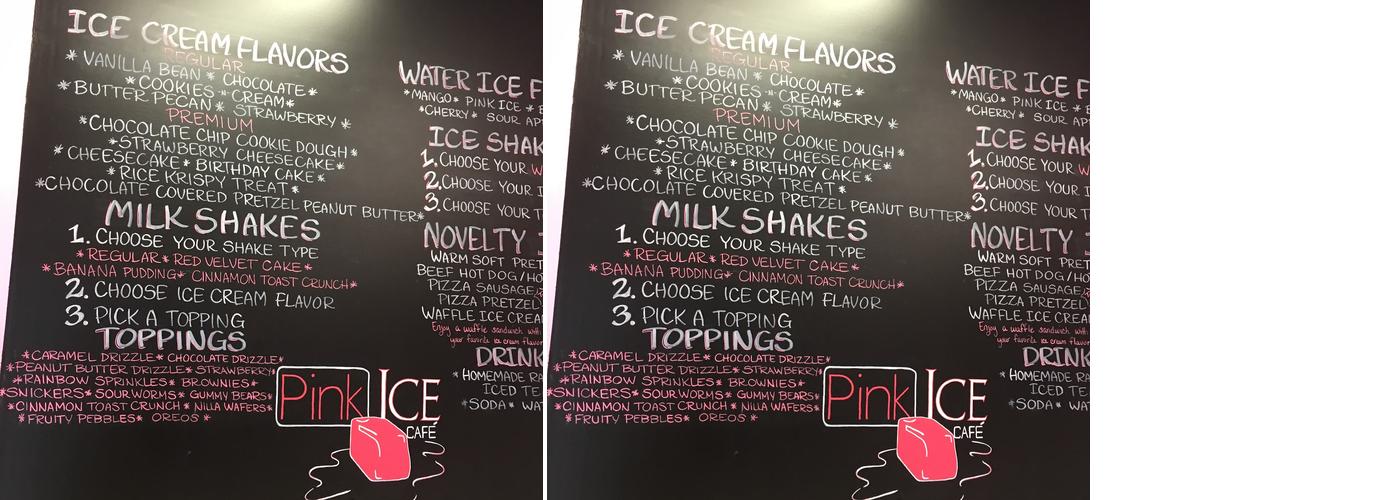 Pink Ice Cafe Menu