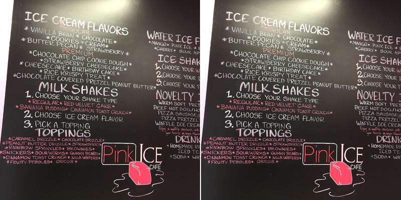 Pink Ice Cafe Menu