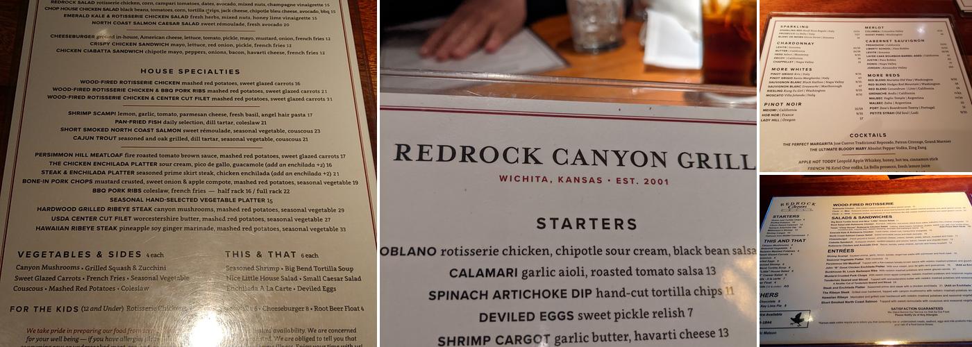 Redrock Canyon Grill - Wichita Menu