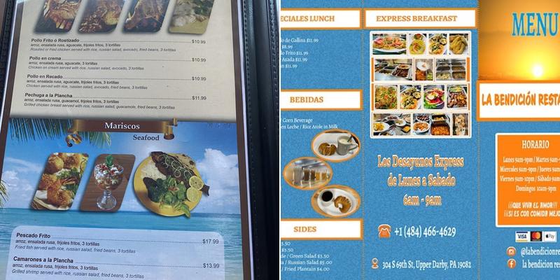 La Bendición Restaurant Menu