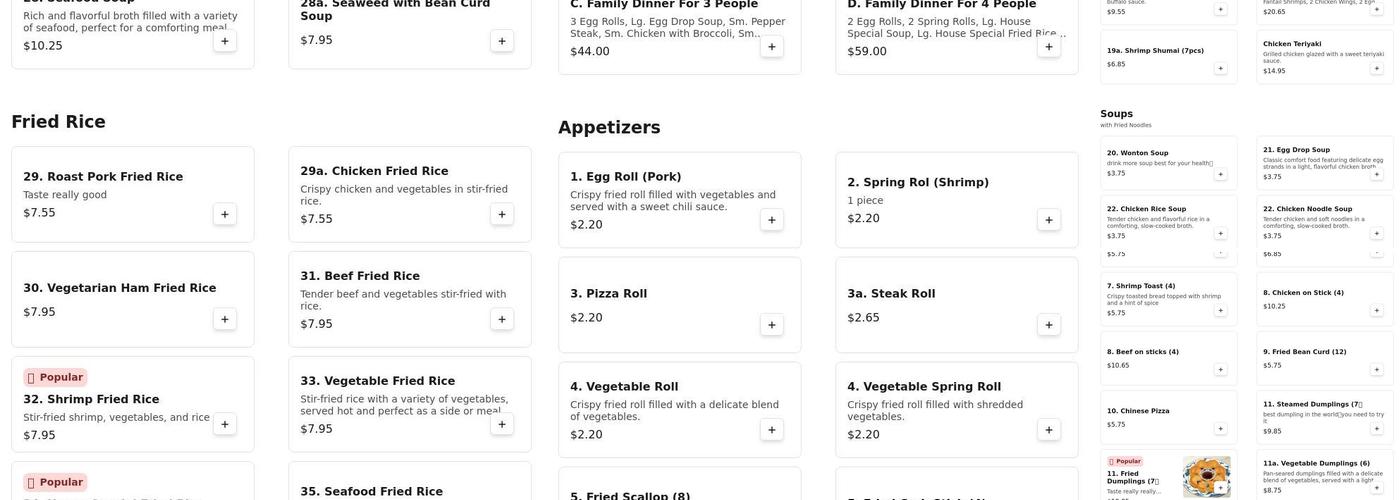 China king Menu