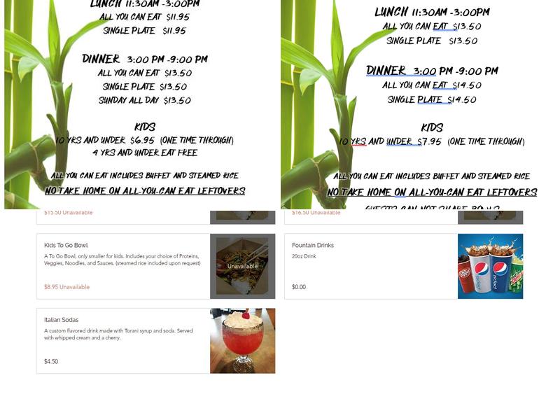 Happy Dragon Mongolian BBQ Menu