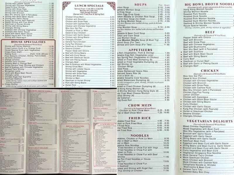 Sampan Inn Menu