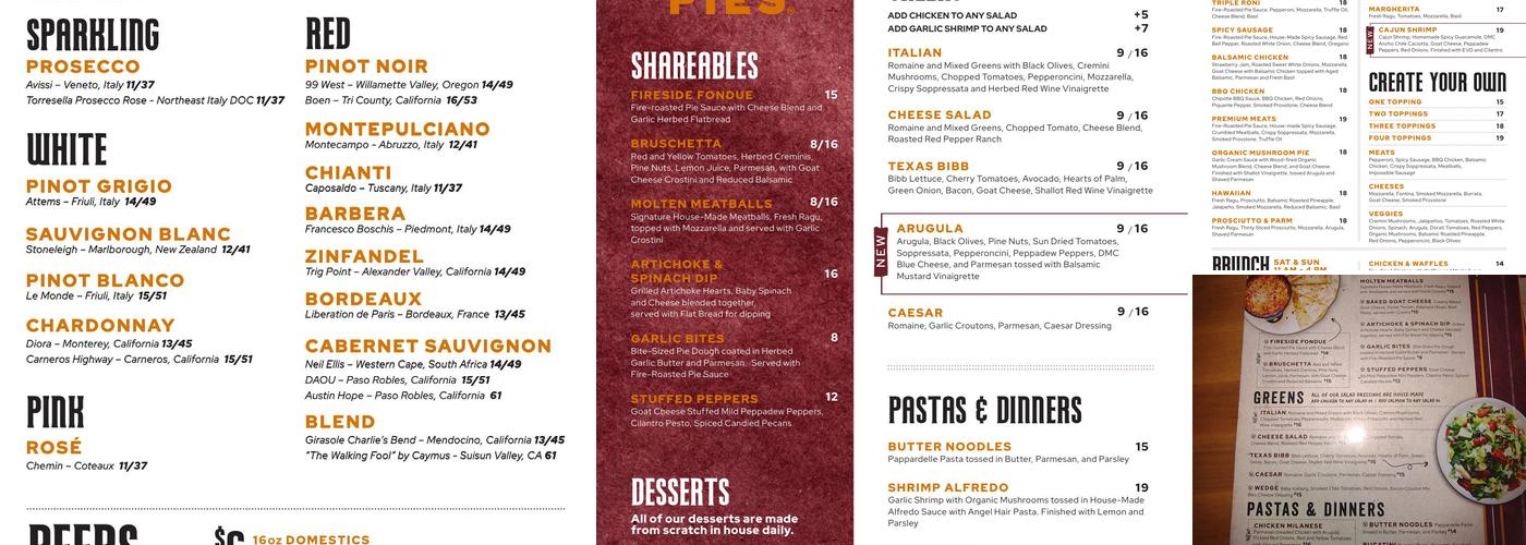 Fireside Pies Menu