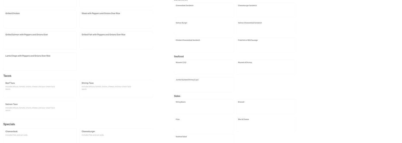 Deja Vu Bar & Grille Menu