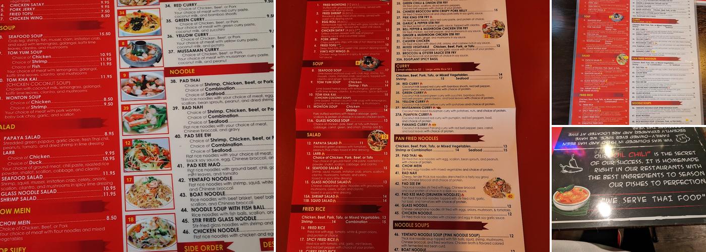 Vim Thai Menu