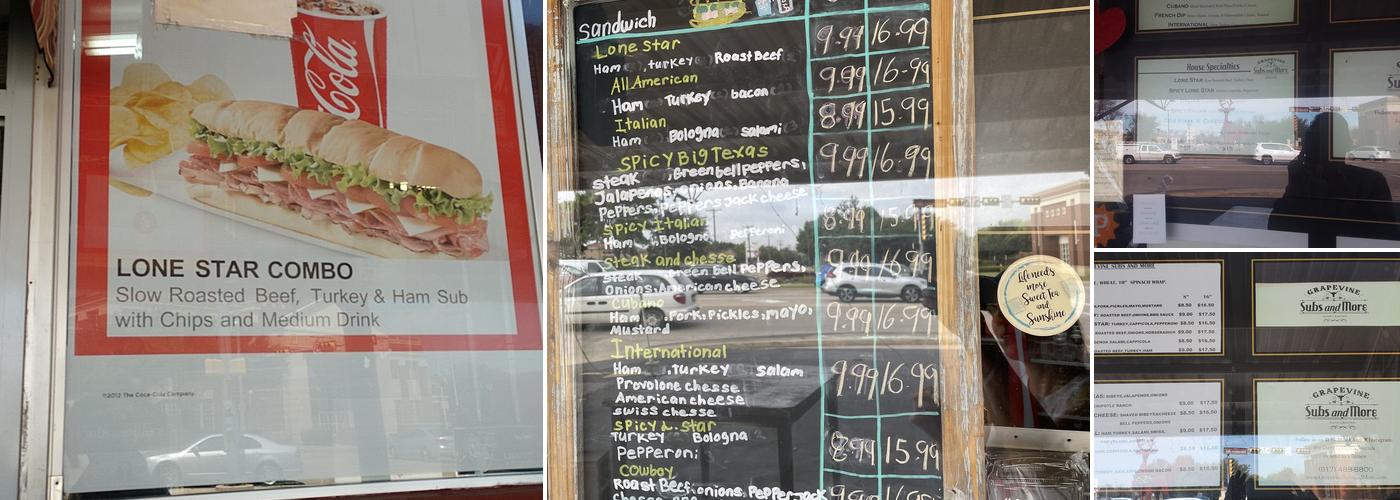 Grapevine Subs & More Menu