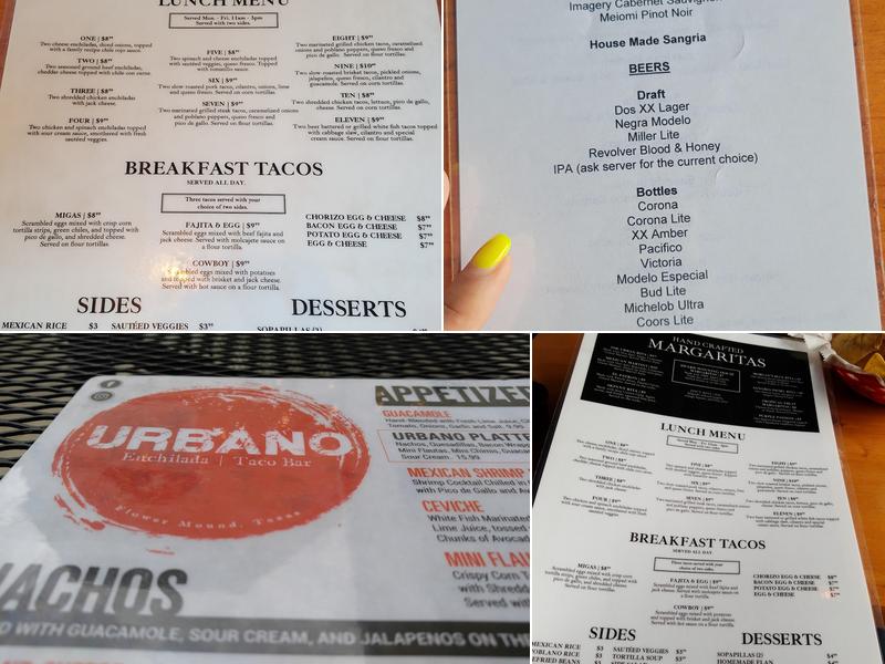 Urbano Enchilada Taco Bar Menu