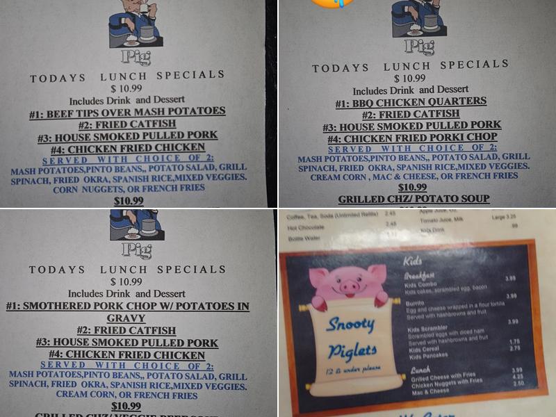 Snooty Pig Cafe Menu