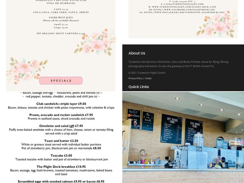 The Flight Deck Cafe Menu