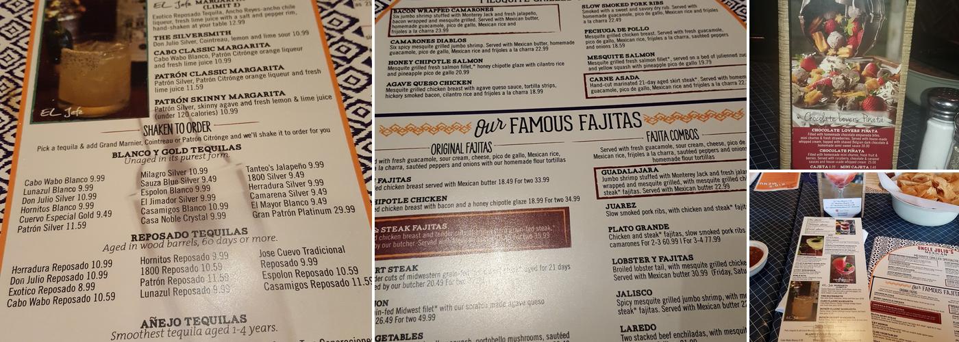 Uncle Julio's Grapevine Menu