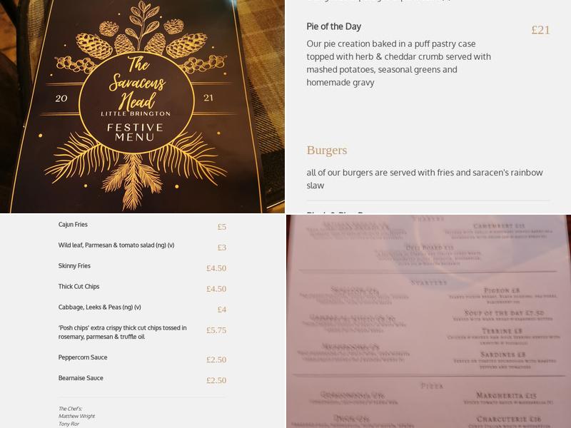 The Saracen's Head Menu