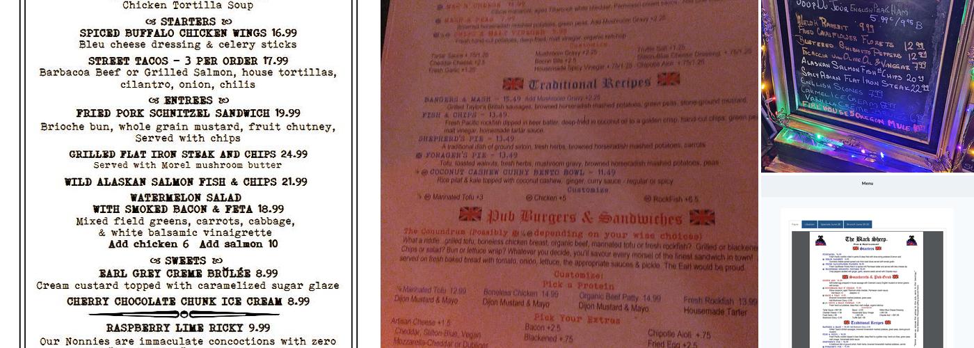 The Black Sheep Pub & Restaurant Menu