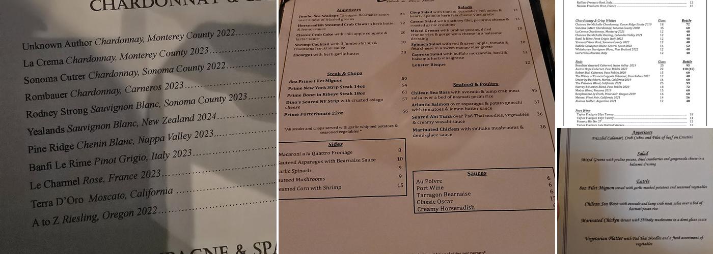 Dino’s Steak and Claw House Menu