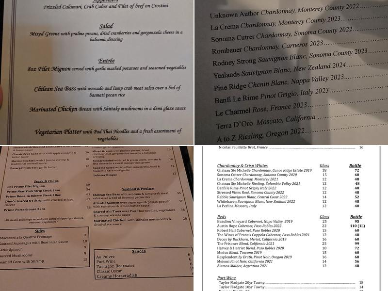 Dino’s Steak and Claw House Menu