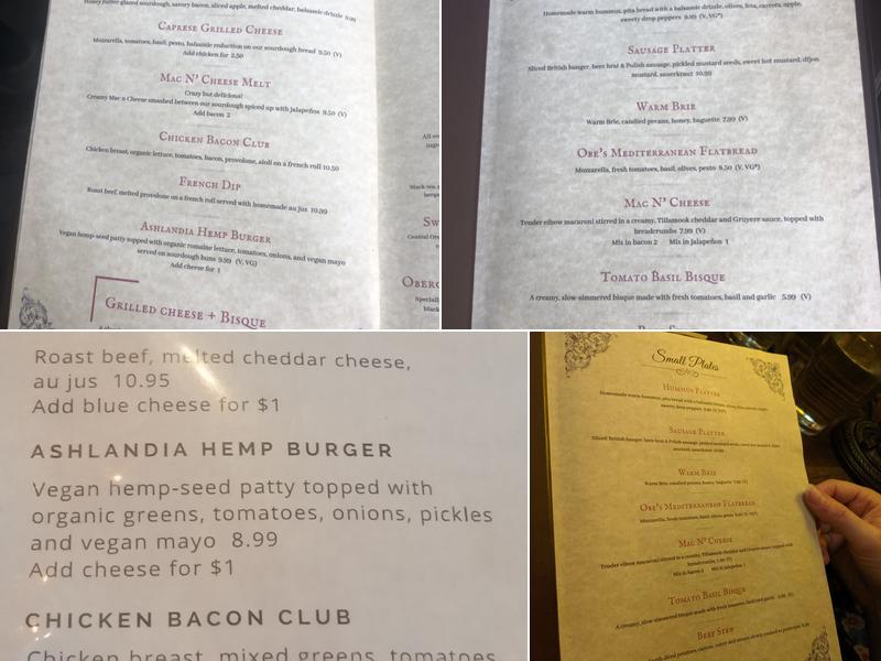 Oberon's Cocktail Bar & Venue Menu