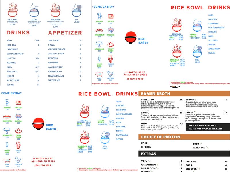 Hiro Ramen Menu