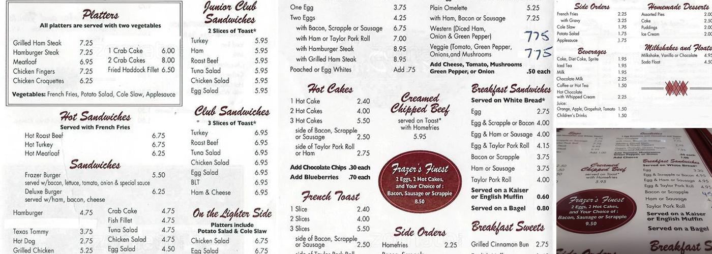 Frazer Diner Menu