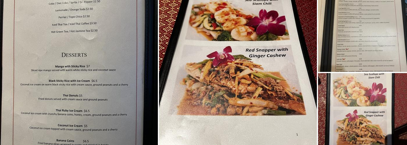 Thai Ruby Menu