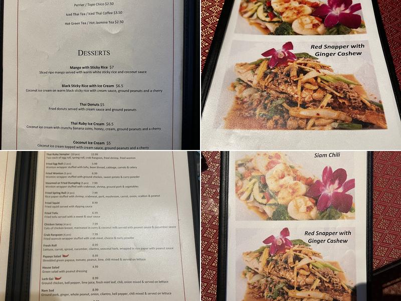 Thai Ruby Menu