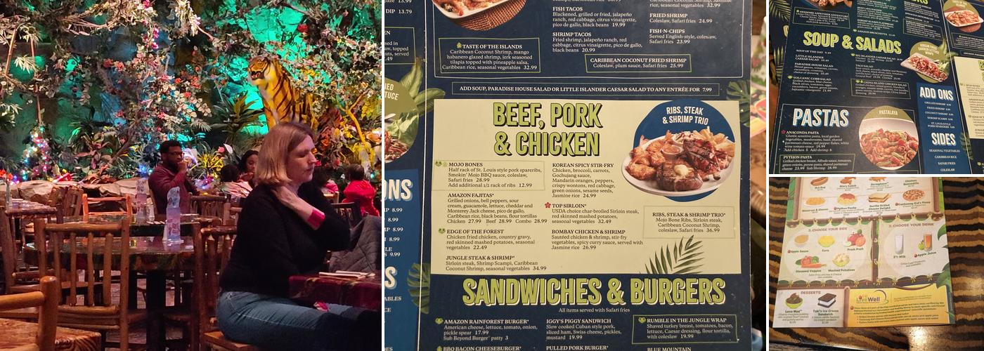 Rainforest Cafe Menu