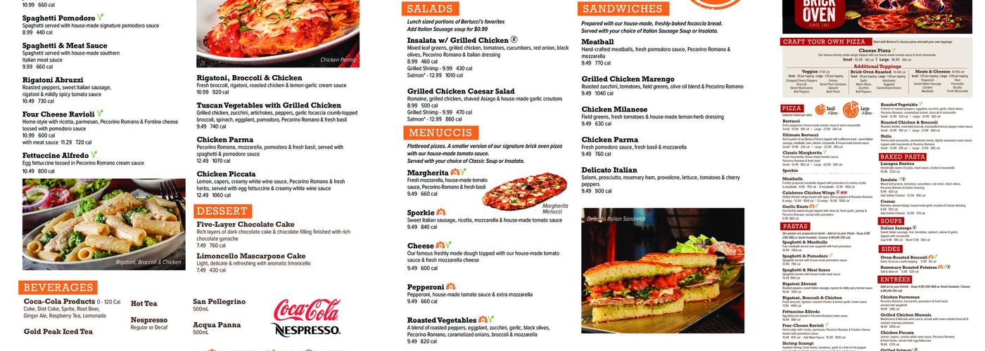 Bertucci's Italian Restaurant Menu