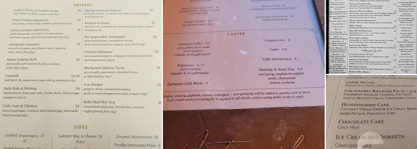 Autograph Brasserie Menu