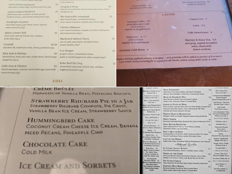 Autograph Brasserie Menu
