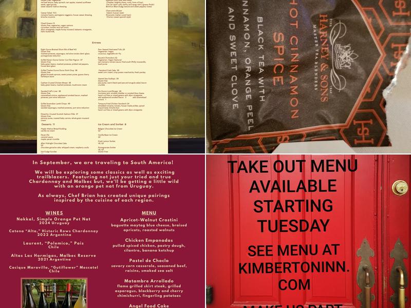 Kimberton Inn Menu