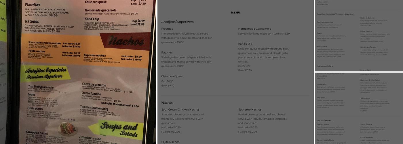 Los Jimadores Tex-Mex Tequila Factory Menu