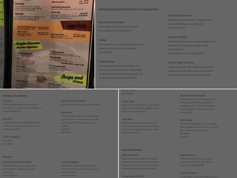 Los Jimadores Tex-Mex Tequila Factory Menu