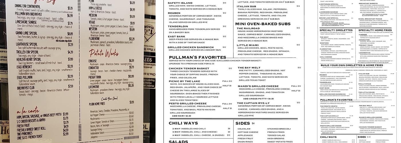 Pullman Bay Park Menu