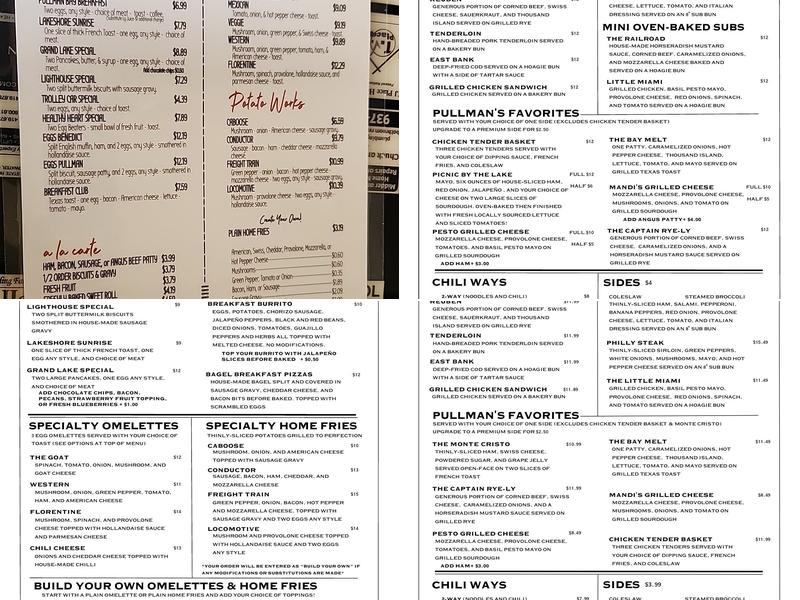 Pullman Bay Park Menu