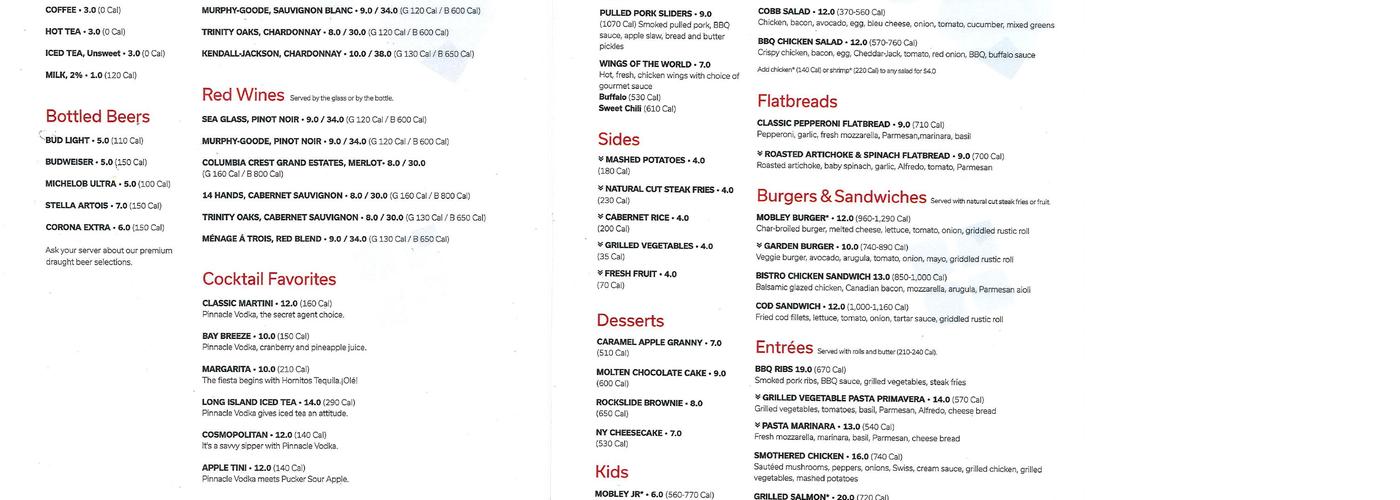 Garden Grille & Bar Menu