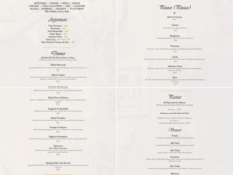 Vinny's Italian Kitchen Menu
