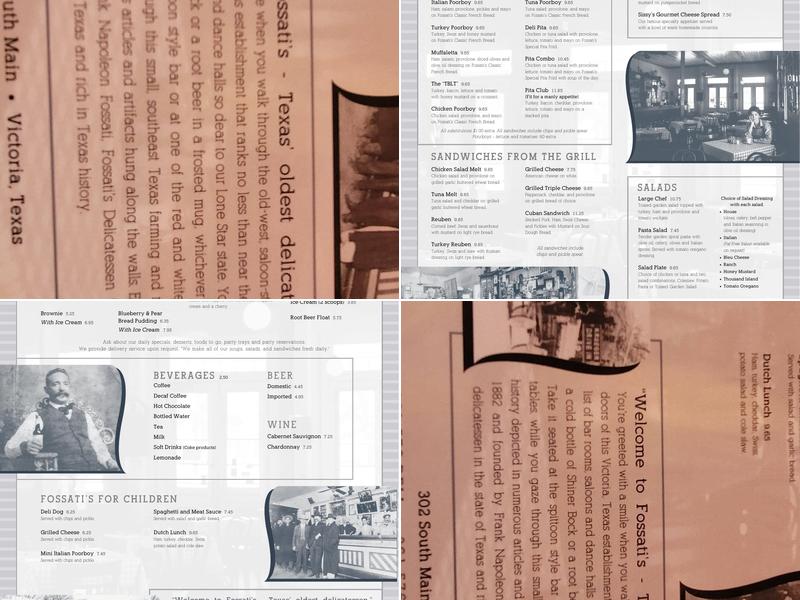 Fossati's Delicatessen Menu