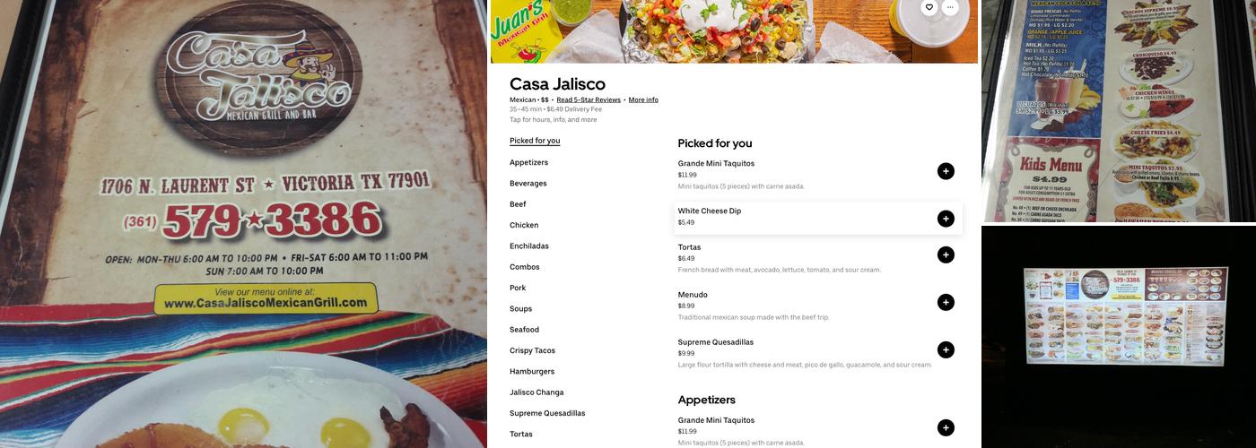 Casa Jalisco Menu