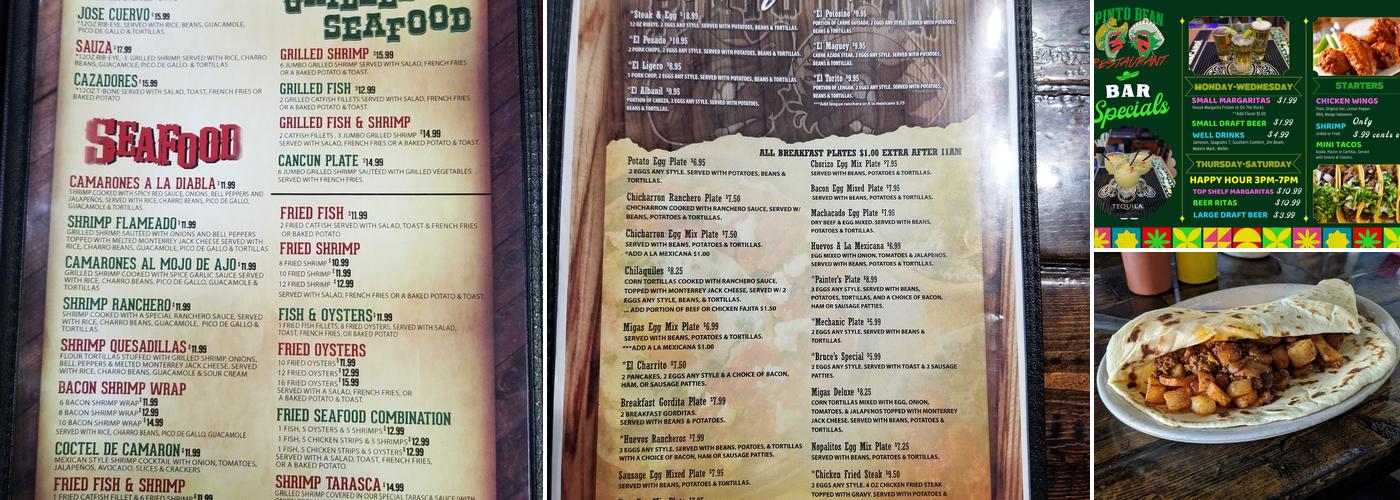 Pinto Bean Menu